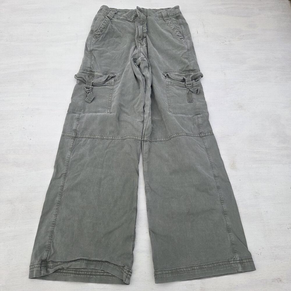 American Eagle Cargo Pants Womens sz 00 Green Mid Rise Baggy Wide Leg Skater 90s